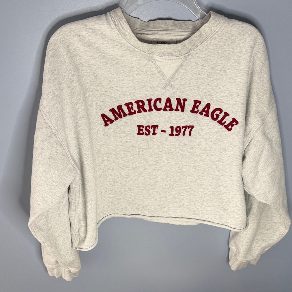 American Eagle Outfitters Graphic Oversized Cropped Crewneck Sweatshirt M - Picture 10 of 10